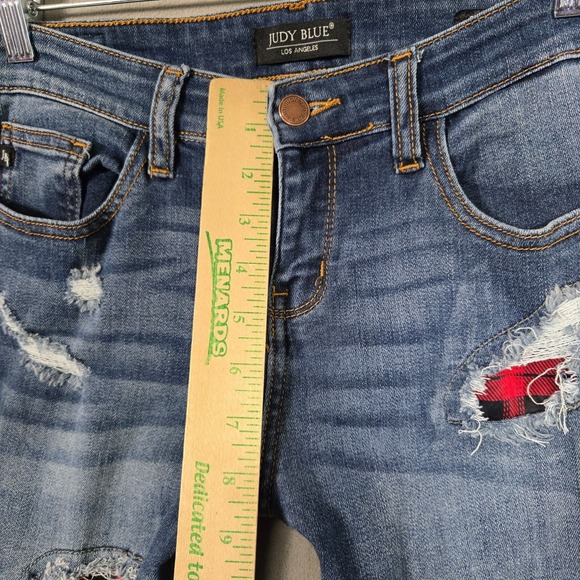 Judy Blue Buffalo Plaid Patch Skinny Fit Jeans womens 9/29 (29x29) - Picture 3 of 10